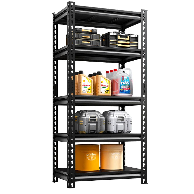 28"W  Metal Shelving Units 1400 Lbs Adjustable Utility Shelves, Black