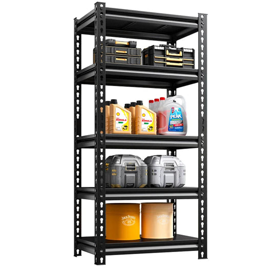 28"W  Metal Shelving Units 1400 Lbs Adjustable Utility Shelves, Black