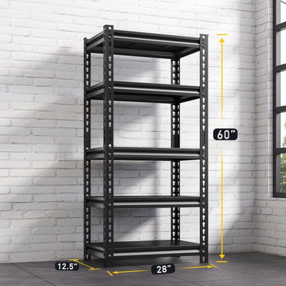 28"W  Metal Shelving Units 1400 Lbs Adjustable Utility Shelves, Black