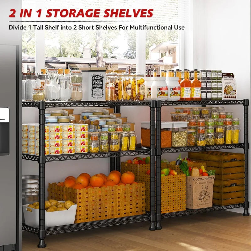 35"W Wire Storage Shelving Units, 6-Tier Adjustable, 1000lbs Metal Shelf for Kitchen Pantry Basement
