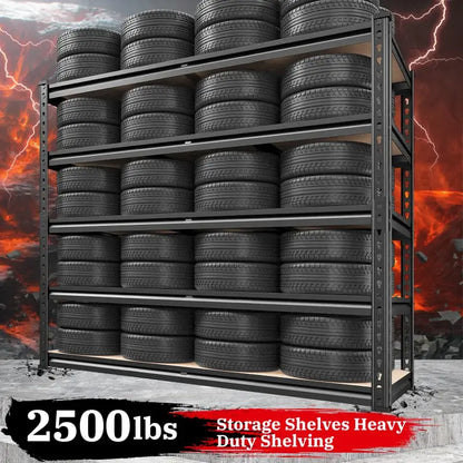 40"W x 20"D Freestanding Garage Shelving, 2,500lbs Heavy Duty Steel Shelves, Adjustable Commercial Shelving Racks for Basement Pantry Kitchen