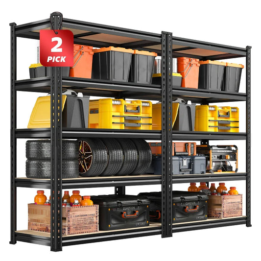 Set of 2 Garage Storage Shelves, 27.6”W Metal Shelves Adjustable, 2000LBS Storage Rack for Pantry Kitchen Commercial