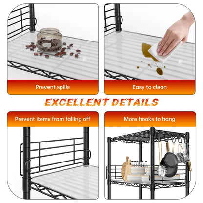 21.7"W Wire Shelving Units, 5-Tier Adjustable Metal Shelves with 5 Hooks & Shelf Liners, Storage Rack for Pantry Bathroom Dorm