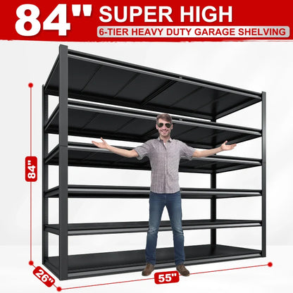84"H 3600LBS Heavy Duty Industrial Garage Shelving,6-Tier Adjustable Easy Installation Storage Shelving Units For Basement&Warehouse