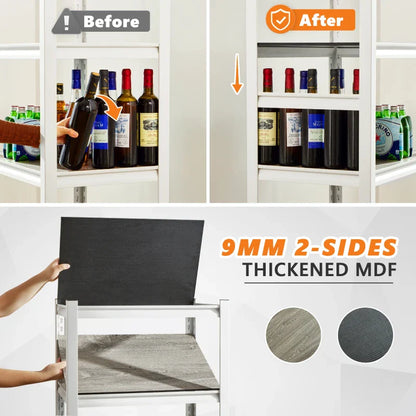 5 Tier Laminated Metal Shelving Unit Adjustable Storage Utility Rack Heavy Duty Shelves for Kitchen Garage Pantry