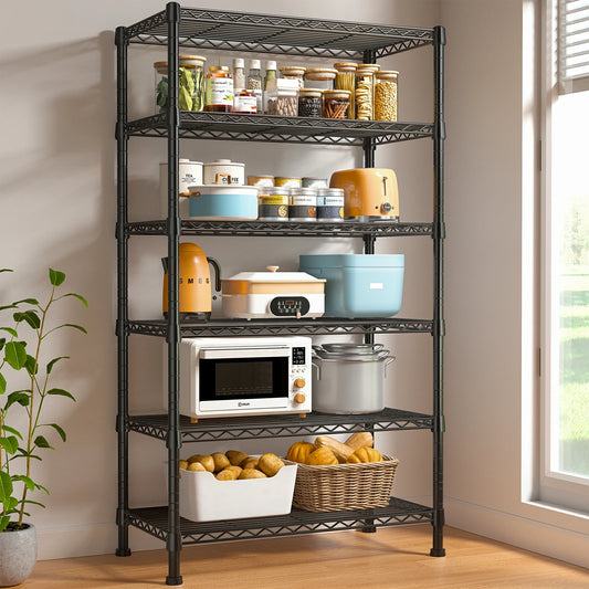 6-Tier Wire Shelving Units, 1000lbs Metal Wire Rack, Adjustable Pantry Shelf, Outdoor Metal Shelves