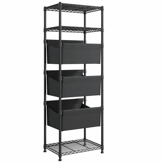 18" W Shelving with Baskets for storage, 6 Tier Wire Shelves