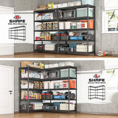 72.8” W Metal Shelving Units, Adjustable Wire Shelves for Storage, 5-Wire Shelving Rack for Pantry Kitchen Supermarket