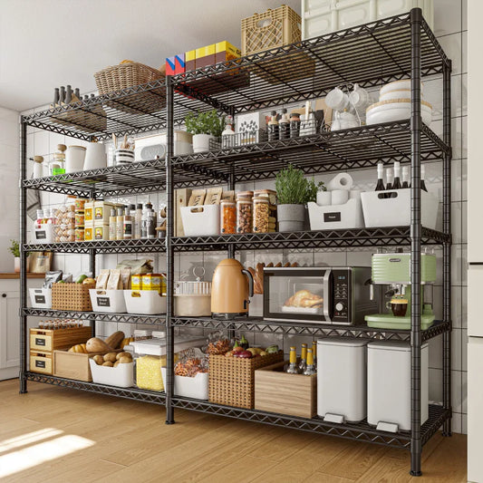 72.8” W Metal Shelving Units, Adjustable Wire Shelves for Storage, 5-Wire Shelving Rack for Pantry Kitchen Supermarket