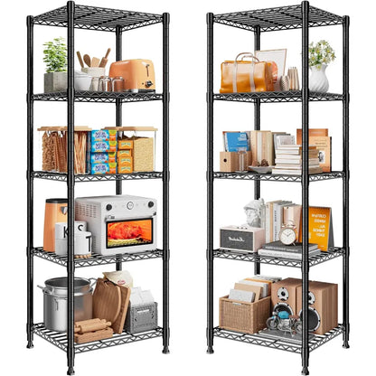 12''W Wire Shelving Units, Set of 2 Metal Shelf, Narrow Metal Shelf, Adjusable Wire Storage Shelves for Pantry Kitchen Dorm