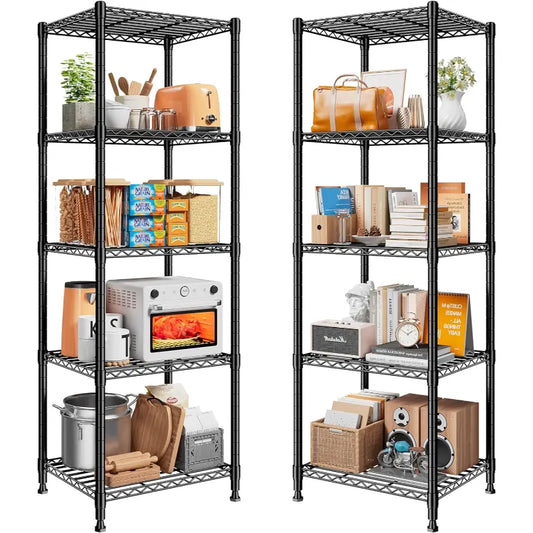 12''W Wire Shelving Units, Set of 2 Metal Shelf, Narrow Metal Shelf, Adjusable Wire Storage Shelves for Pantry Kitchen Dorm