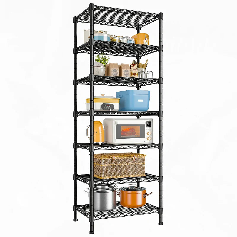 18"W Metal Wire Shelving Units, 7-Tier Adjustable, 1176lbs Wire Rack for Pantry Kitchen Commercial