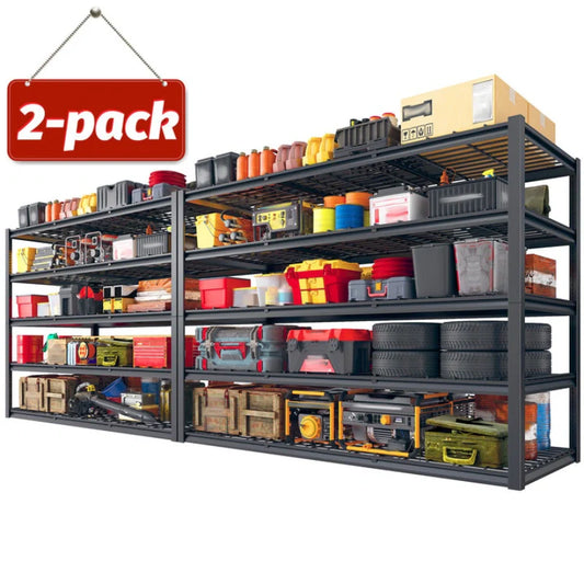 2-Pack 60" W Industrial Steel Shelving Heavy Duty Adjustable Garage Shelves for Warehouse, Garage, Basement