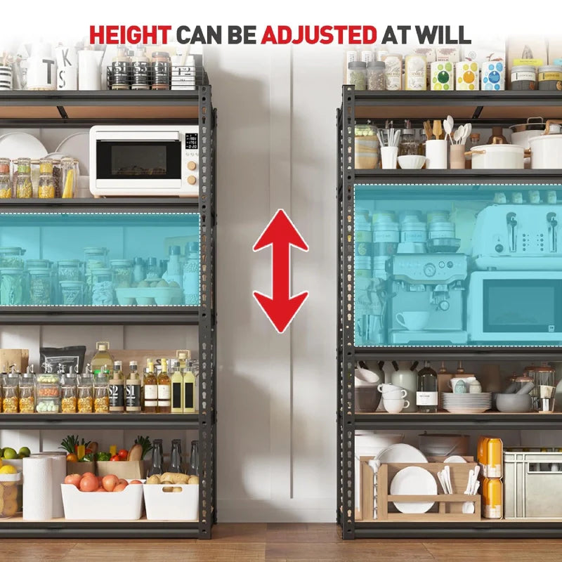 35.5“W Garage Shelf, 5-Tier Adjustable, 2000LBS Steel Shelving Racks, Boltless Shelving Units for Pantry Kichen Closet