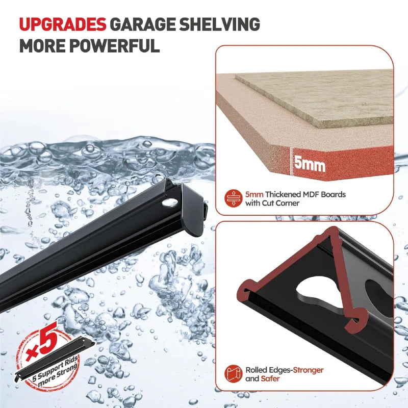35.5“W Garage Shelf, 5-Tier Adjustable, 2000LBS Steel Shelving Racks, Boltless Shelving Units for Pantry Kichen Closet