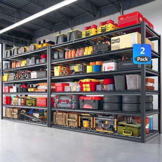 2 PCS 84"H Garage Shelving 3000LBS Industrial Shelving Units 6-tierAdjustable Storage Shelves for Basement, Garage, Warehouse