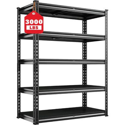 3000 LBS 5 Tiers Heavy Duty  Storage Shelves Adjustable Metal Shelving for  Garage, Pantry, Kitchen and Basement