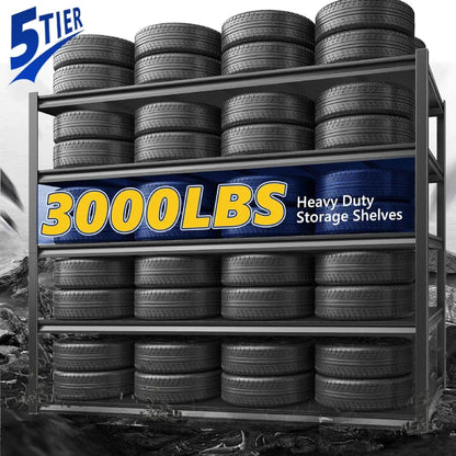 2 Packs 72.2"H Garage Storage Shelves 3000LBS Heavy Duty Rack, Industrial Shelves for Basement Warehouse