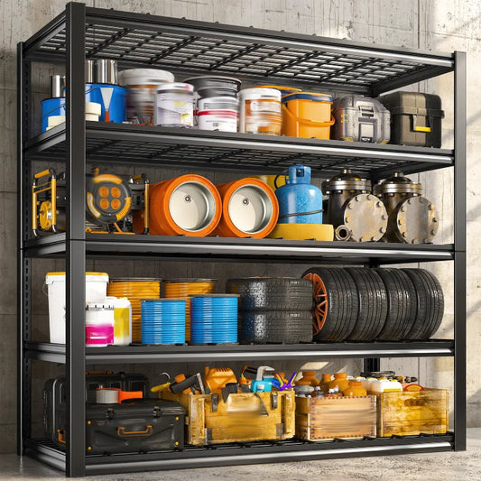 48.4"W 3000 LBS Metal Storage Shelves for Garage Inventory Shelving 5 Tiers  Adjustable Basement Shelving Units for Warehouse
