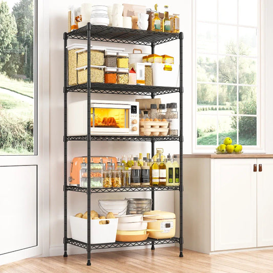 21.5"W Wire Shelving Units, 5-Tier Adjustable, 1000lbs Metal Wire Racks for Pantry Kitchen Dorm
