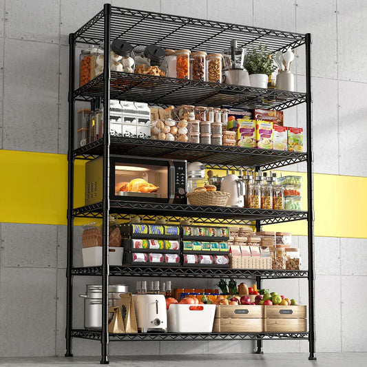 35.4"W Wire Shelving Units, 6-Tier Adjustable, Metal Wire Shelves for Pantry Kitchen Commercial 1200lbs Total Capacity