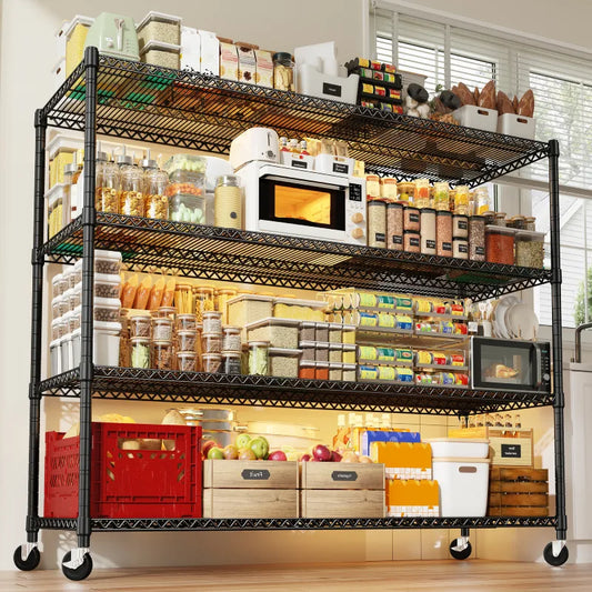 60” W Wire Shelving Units, 2399lbs Adjustable Steel Shelving Racks, Storage Shelves for Pantry Kitchen Commercial