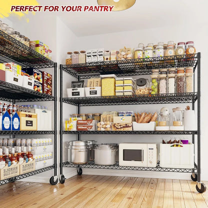 2 Pack 56”W Wire Rack Shelving with Wheels, 2600lbs Heavy Duty Metal Shelves for Commercial, Garage, Kitchen