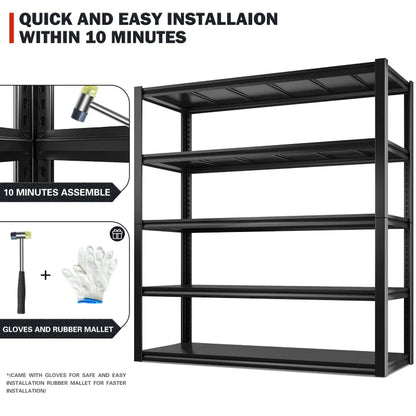 2 Packs 72.2"H Garage Storage Shelves 3000LBS Heavy Duty Rack, Industrial Shelves for Basement Warehouse