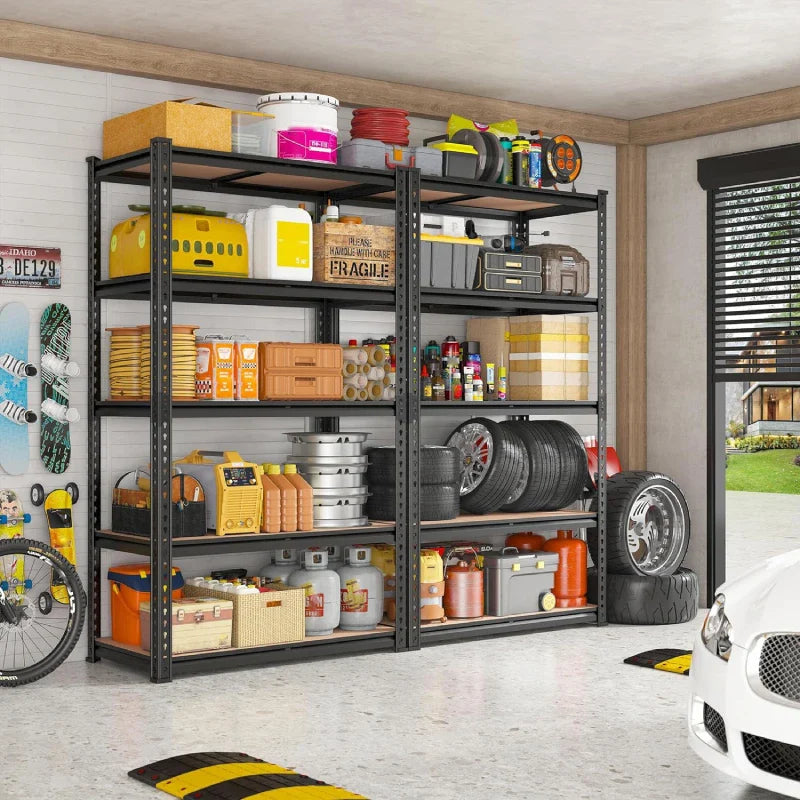 35.5“W Garage Shelf, 5-Tier Adjustable, 2000LBS Steel Shelving Racks, Boltless Shelving Units for Pantry Kichen Closet