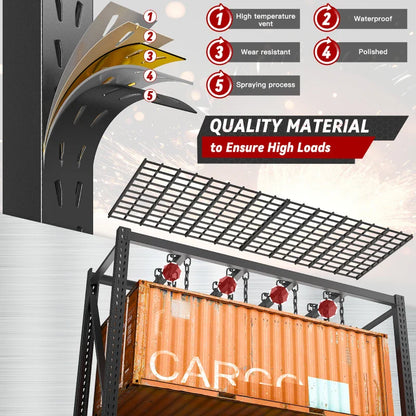shelves 4-Tier Industrial Storage Rack 77.2"W 8500LBS Shelves with Metal Heavy Duty Garage Shelving Adjustable Shelving for Warehouse, Industrial, basement, Laboratory