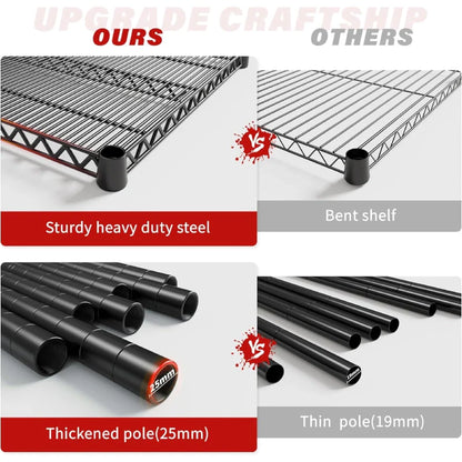 60''W X 82.6" H Wire Shelves on Wheels, 3598 lbs Heavy Duty Commercial Shelving Rack, Adjustable Steel Shelves for Kitchen Pantry