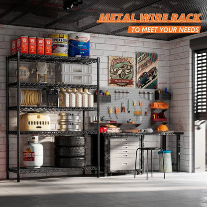 35.4"W Wire Shelving Units, 5 Tier Adjustable Storage Rack, Metal Commercial Shelves for Pantry Kitchen Dorm