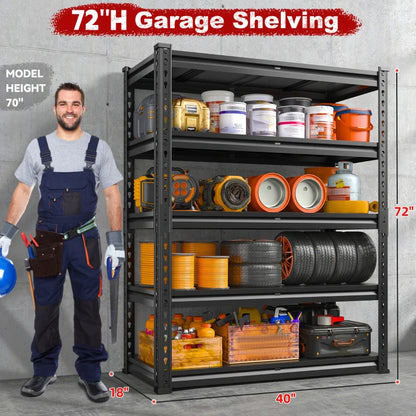 72"H 2600LBS Garage Shelves,Metal Storage Shelving for Warehouse Commercial Pantry Garage