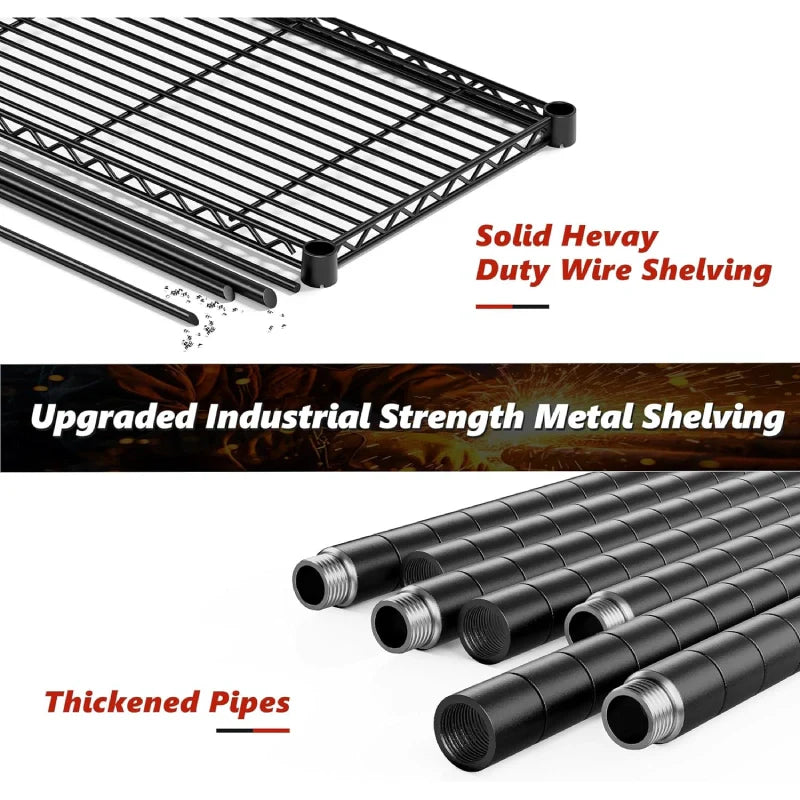 35.4"W Wire Shelving Units, 5 Tier Adjustable Storage Rack, Metal Commercial Shelves for Pantry Kitchen Dorm