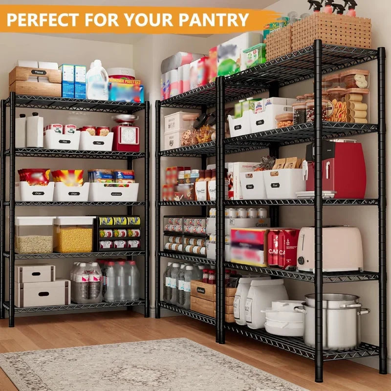 35.4"W Wire Shelving Units, 5 Tier Adjustable Storage Rack, Metal Commercial Shelves for Pantry Kitchen Dorm