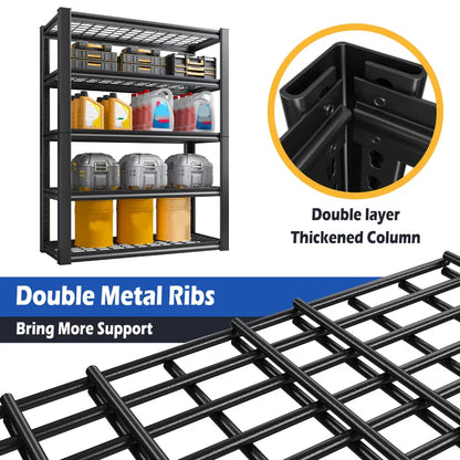 2 Packs 35.6"W Steel Shelving 2500LBS Heavy Duty Storage Shelves Adjustable Storage Shelves for Garage, Kitchen,Basement