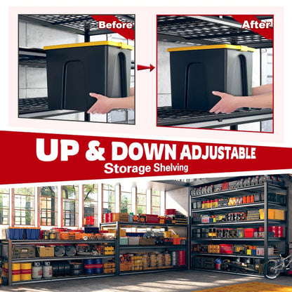 2 PCS 84"H Garage Shelving 3000LBS Industrial Shelving Units 6-tierAdjustable Storage Shelves for Basement, Garage, Warehouse
