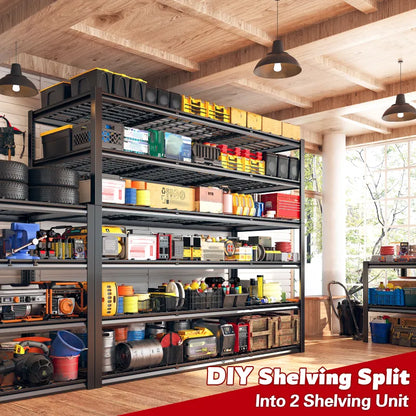 2 PCS 84"H Garage Shelving 3000LBS Industrial Shelving Units 6-tierAdjustable Storage Shelves for Basement, Garage, Warehouse