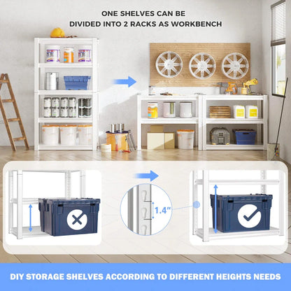 31.5"W  6-Tier Garage Shelving 2000LBS Metal Shelving Heavy Duty White Shelves for Closet Pantry Kitchen