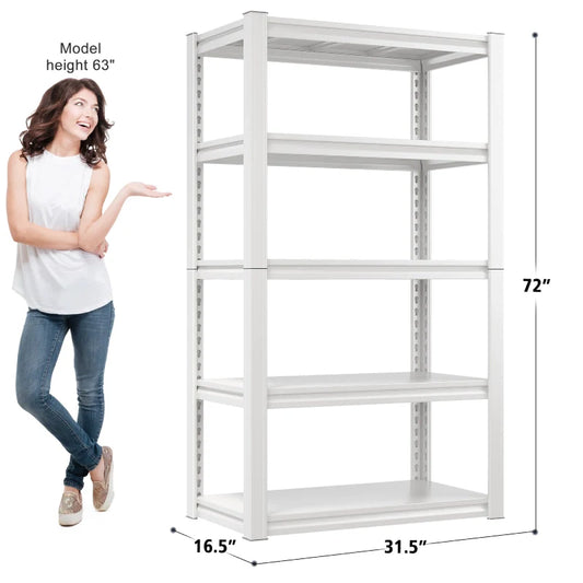31.5"W  6-Tier Garage Shelving 2000LBS Metal Shelving Heavy Duty White Shelves for Closet Pantry Kitchen
