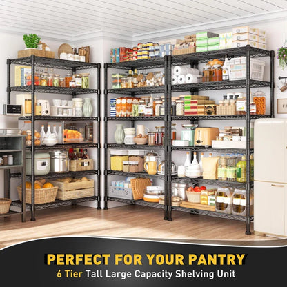 Tall Wire Shelving Units，Adjustable Outdoor Metal Shelves, Storage Shelves for Kitchen Pantry Dorm