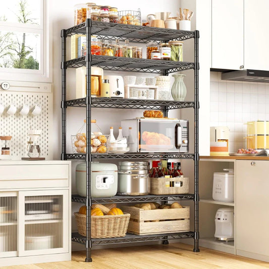 Tall Wire Shelving Units，Adjustable Outdoor Metal Shelves, Storage Shelves for Kitchen Pantry Dorm