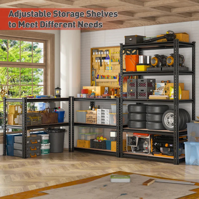 35.5“W Garage Storage Shelves, 5-Tier Adjustable Storage Rack, 2000 Lbs Heavy Duty Shelving Units, Metal Shelves for Pantry Kitchen Dorm