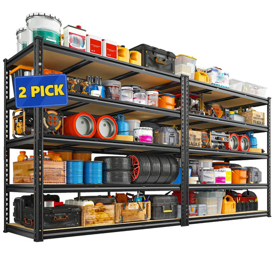 2 Pack 48"W Storage Shelves, 3000lbs Steel Shelving Racks, Freestanding Garage shelving for Basement Warehouse