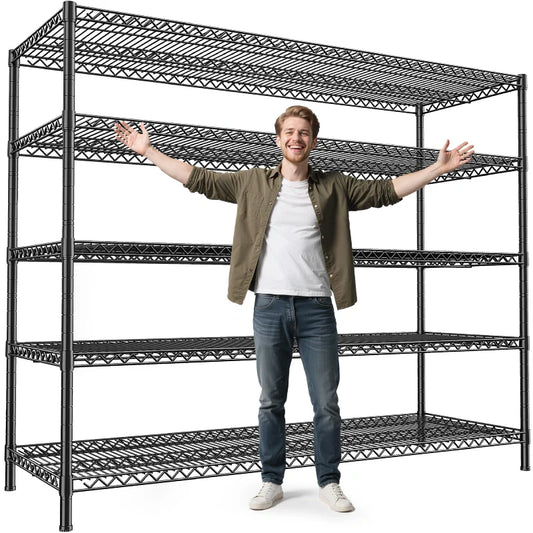 55.5"W Wire Shelving, 3200 lbs Heavy Duty Storage Racks, Metal Shelves for Garage Kitchen Basement