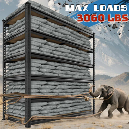 55"W Boltless Shelving Units, 6-Tier Heavy Duty Freestanding Garage Shelves Load 3060lbs, Steel Storage Racks for Pantry Basement Commercial