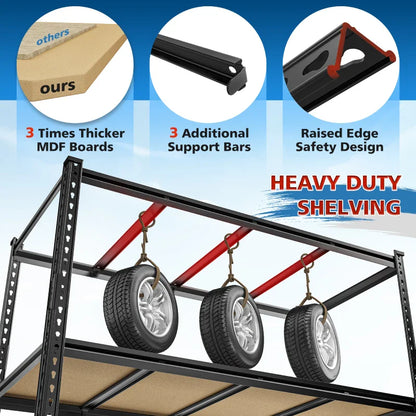 55"W Boltless Shelving Units, 6-Tier Heavy Duty Freestanding Garage Shelves Load 3060lbs, Steel Storage Racks for Pantry Basement Commercial