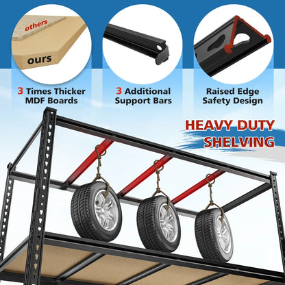 59.8”W Boltless Shelving Units, 6-Tier Heavy Duty Steel Garage Shelf Load 3000lbs, Commercial Shelving Rack for Pantry Kitchen Basement