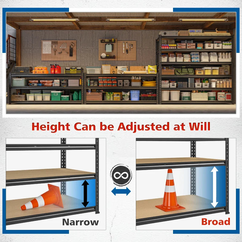 59.8”W Boltless Shelving Units, 6-Tier Heavy Duty Steel Garage Shelf Load 3000lbs, Commercial Shelving Rack for Pantry Kitchen Basement