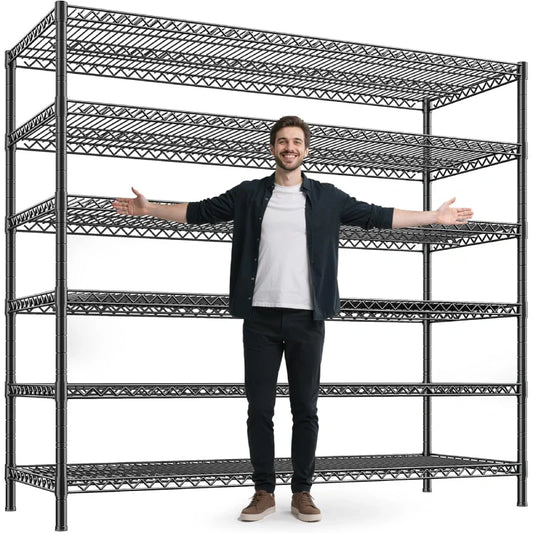 83”H 6-Tier Metal Wire Shelves, 3840lbs Heavy Duty Storage Shelves , Adjustable Storage Rack for Garage Kitchen Pantry Commercial